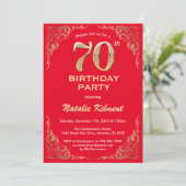 Invitation 70e anniversaire Parties scintillant rouge et or (Debout devant)