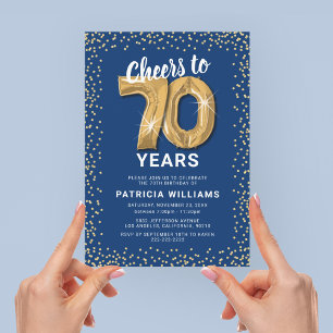 Invitation 70e Anniversaire Party Blue Gold