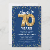 Invitation 70e Anniversaire Party Blue Gold (Devant)