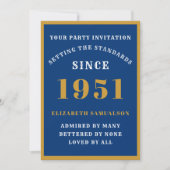 Invitation 70e anniversaire personnalisé 1951 Elégant Blue Go (Devant)