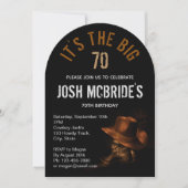 Invitation 70e anniversaire Photo Cowboy Casquette Bottes Mas (Devant)