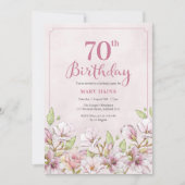 Invitation 70e anniversaire Pink Floral (Devant)