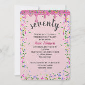 Invitation 70e Anniversaire Pink Icing Et Sprinkles (Devant)