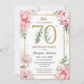 Invitation 70e anniversaire Pink Peony Elégant Floral (Devant)