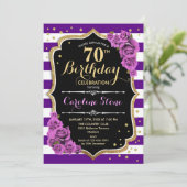Invitation 70e anniversaire Purple Gold avec Roses (Debout devant)