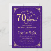 Invitation 70e anniversaire - Purple Gold Damask (Devant)