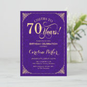 Invitation 70e anniversaire - Purple Gold Damask (Debout devant)