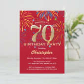 Invitation 70e anniversaire Red and Gold Rainbow Fireworks (Debout devant)