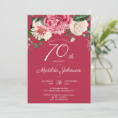 Invitation 70e anniversaire Red Floral Botanical Elegant Part (Debout devant)