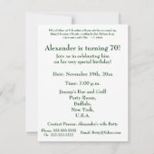 Invitation 70e anniversaire-Relax/avec devis (Dos)