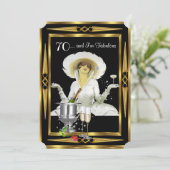 Invitation 70e anniversaire Retro Diva Art Déco Black Gold (Debout devant)