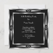 Invitation 70e anniversaire Retro Diva Art Déco Noir Argent 2 (Dos)