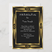 Invitation 70e anniversaire Rétro Diva Art Déco Noir Or (Dos)