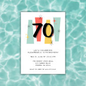 Invitation 70e anniversaire Retro Midsiècle moderne coloré