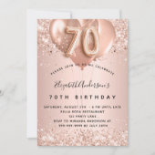 Invitation 70e anniversaire rose ballons d'or (Devant)