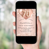 Invitation 70e anniversaire rose ballons d'or