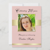 Invitation 70e anniversaire Rose de fête Gold Photo Invitatio (Devant)