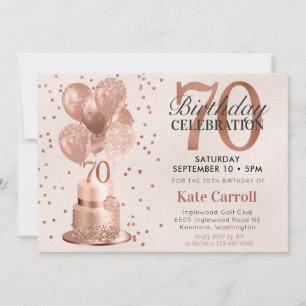 Invitation 70e anniversaire Rose Gold Cake