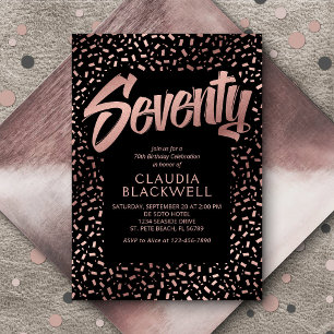 Invitation 70e anniversaire Rose Gold Confetti