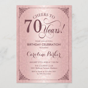 Invitation 70e anniversaire - Rose Gold Damask