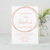 Invitation 70e anniversaire Rose Gold Minimal Anniversaire (Debout devant)