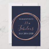 Invitation 70e anniversaire Rose Gold Navy fête d'anniversair (Dos)