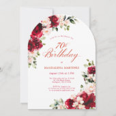 Invitation 70e anniversaire Rose rose rose rose rose arche fl (Devant)