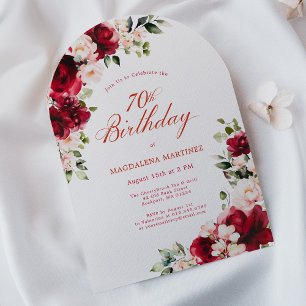 Invitation 70e anniversaire Rose rose rose rose rose arche fl