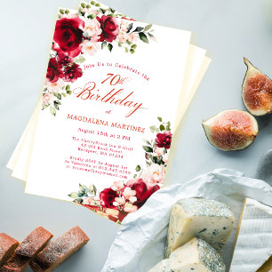Invitation 70e anniversaire Rose rose rose rose rose rose poi