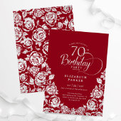 Invitation 70e anniversaire Roses d'argent rouge