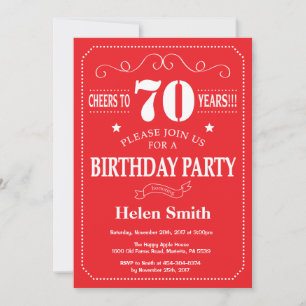Invitation 70e anniversaire Rouge et blanc