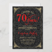 Invitation 70e anniversaire - Rouge Gold Black Damask (Devant)