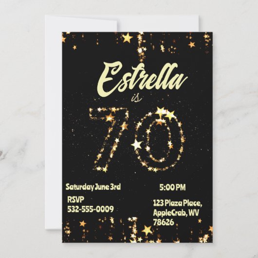 Invitation 70e anniversaire Seniors Digital Elegant Party (Devant)
