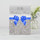 Invitation 70e anniversaire Séquin d'argent Royal Blue Bow Di (Debout devant)