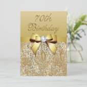 Invitation 70e anniversaire Séquins et Bow Gold Faux (Debout devant)