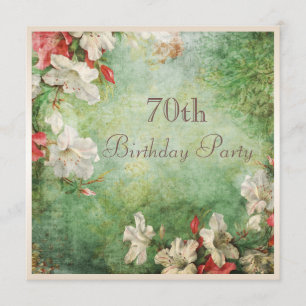 Invitation 70e anniversaire Shabby Chic Hibiscus Fleurs