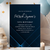 Invitation 70e anniversaire Simple moderne bleu foncé géométr