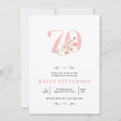 Invitation 70e anniversaire Simple rose & blanc floral chic (Devant)