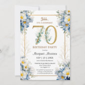 Invitation 70e Anniversaire Soirée Gold Elegant Daisy Floral (Devant)