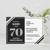Invitation 70e anniversaire Soirée moderne Noir et Blanc (Debout devant)