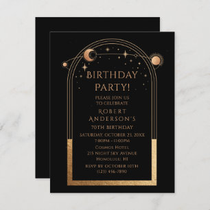 Invitation 70e anniversaire Soixante-dix Celestial Black Gold
