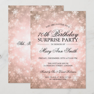 Invitation 70e Anniversaire Surprise Cuivre Hiver Wonderland