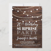 Invitation 70e anniversaire Surprise Rustic Wood String Light (Devant)