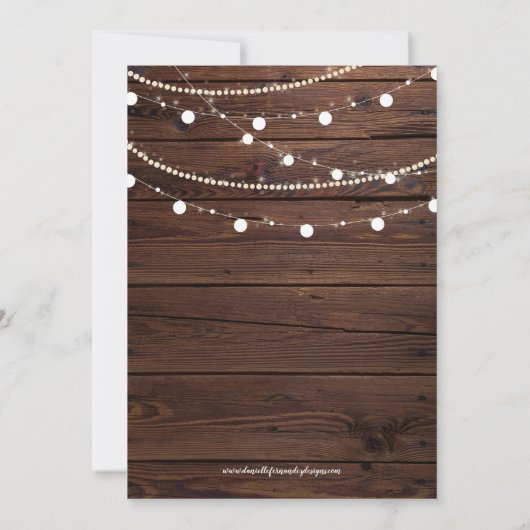 Invitation 70e anniversaire Surprise Rustic Wood String Light (Dos)