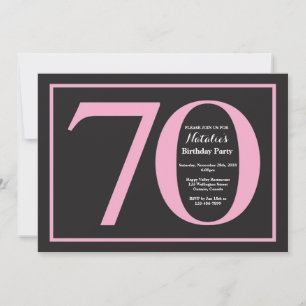 Invitation 70e Anniversaire Tableau Noir et Rose