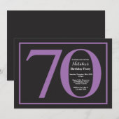 Invitation 70e Anniversaire Tableau Noir et Violet (Devant / Derrière)