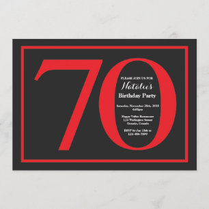 Invitation 70e anniversaire Tableau rouge et noir