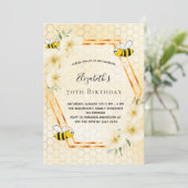 Invitation 70e anniversaire thé fête miel nid d'abeilles (Debout devant)