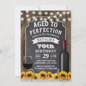 Invitation 70e anniversaire Tournesols rustiques & Vin (Devant)