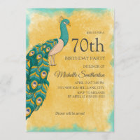 70e anniversaire Turquoise Aquarelle jaune Peacock